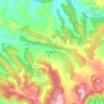 Topografische kaart Montblanquet, hoogte, reliëf