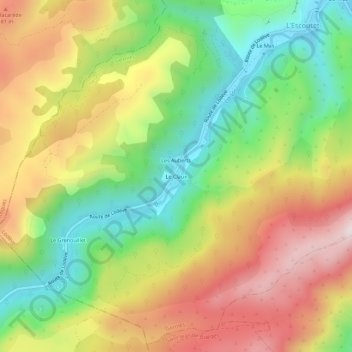 Topografische kaart Le Claux, hoogte, reliëf