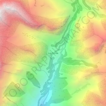 Topografische kaart Las Penas, hoogte, reliëf