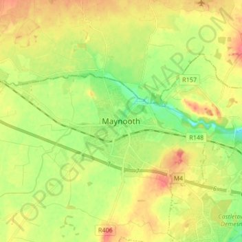Topografische kaart Maynooth, hoogte, reliëf