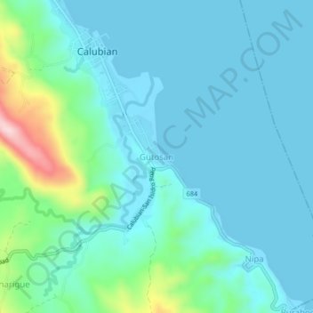 Topografische kaart Gutosan, hoogte, reliëf