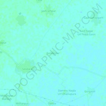 Topografische kaart Sunderpur, hoogte, reliëf