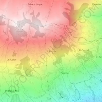 Topografische kaart Yolombo, hoogte, reliëf
