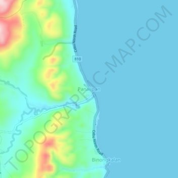 Topografische kaart Panalipan, hoogte, reliëf