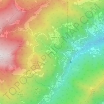Topografische kaart Lobbie, hoogte, reliëf