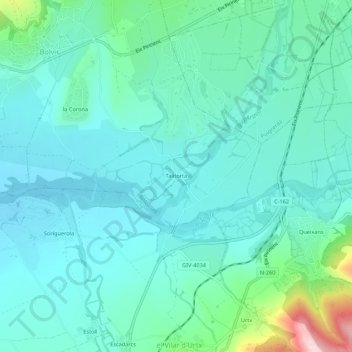 Topografische kaart Talltorta, hoogte, reliëf
