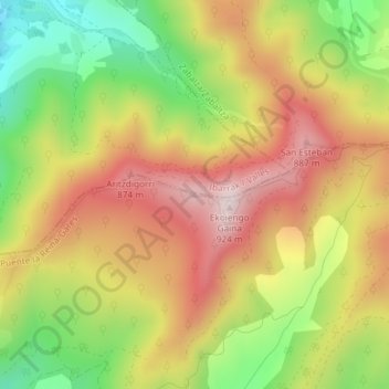 Topografische kaart Peña Redonda, hoogte, reliëf