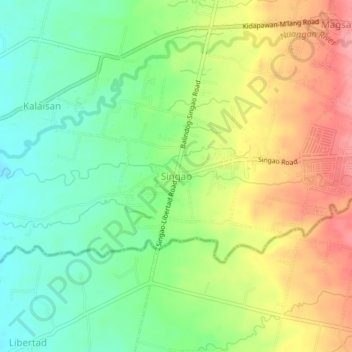 Topografische kaart Singao, hoogte, reliëf
