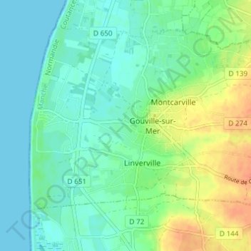Topografische kaart La Brocqueterie, hoogte, reliëf