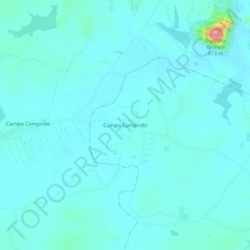 Topografische kaart Campo Comprido, hoogte, reliëf