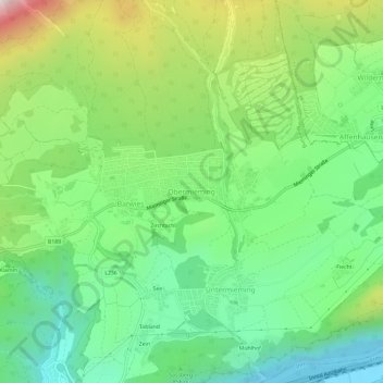 Topografische kaart Obermieming, hoogte, reliëf