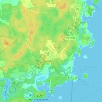 Topografische kaart Aspnäs, hoogte, reliëf