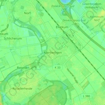 Topografische kaart Allerheiligen, hoogte, reliëf