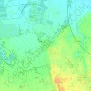 Topografische kaart Schwaig, hoogte, reliëf