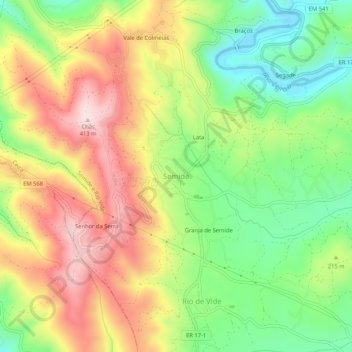 Topografische kaart Semide, hoogte, reliëf