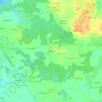 Topografische kaart Keredo, hoogte, reliëf