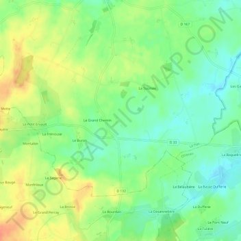 Topografische kaart Les Romagnes, hoogte, reliëf