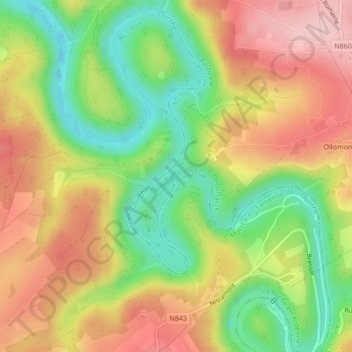 Topografische kaart Le Herou, hoogte, reliëf