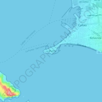 Topografische kaart La Punta, hoogte, reliëf