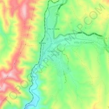 Topografische kaart Yotala, hoogte, reliëf