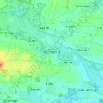 Topografische kaart Mammoißel, hoogte, reliëf