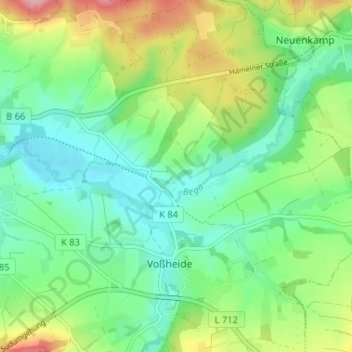 Topografische kaart Vogelhorst, hoogte, reliëf