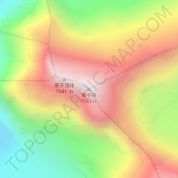 Topografische kaart 章子峰, hoogte, reliëf