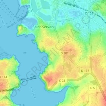 Topografische kaart Le Rosais, hoogte, reliëf