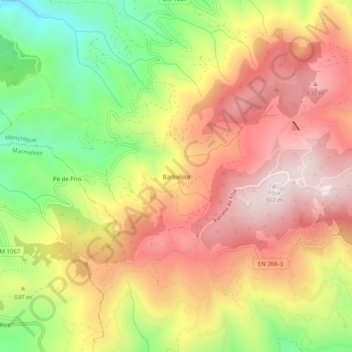 Topografische kaart Barbelote, hoogte, reliëf