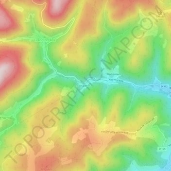 Topografische kaart Vacquenoux, hoogte, reliëf