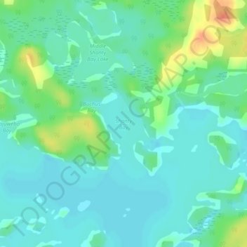 Topografische kaart Shanty Bay, hoogte, reliëf