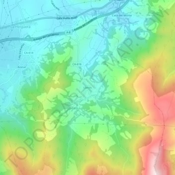 Topografische kaart Llanos, hoogte, reliëf