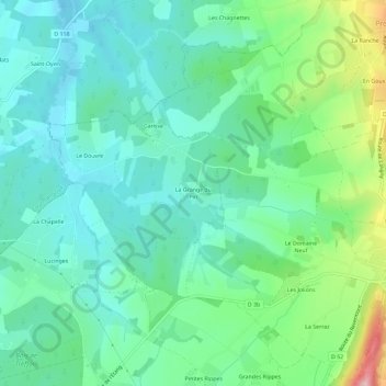 Topografische kaart La Grange du Pin, hoogte, reliëf