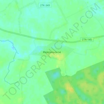 Topografische kaart Февральское, hoogte, reliëf