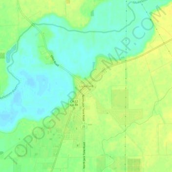 Topografische kaart Lockeford, hoogte, reliëf
