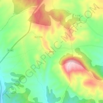 Topografische kaart Nachá, hoogte, reliëf