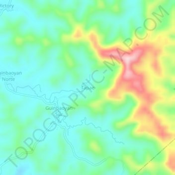 Topografische kaart Tapae, hoogte, reliëf