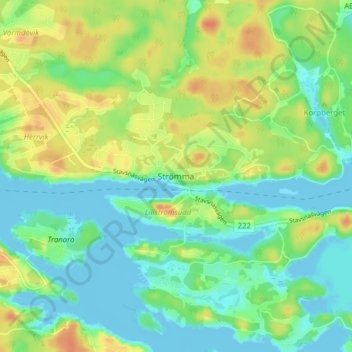 Topografische kaart Strömma, hoogte, reliëf