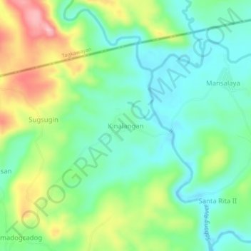 Topografische kaart Kinalangan, hoogte, reliëf