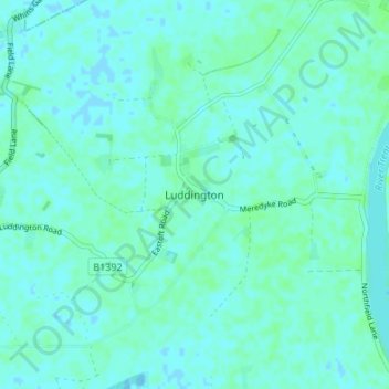 Topografische kaart Luddington, hoogte, reliëf