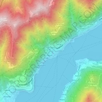 Topografische kaart Borgo, hoogte, reliëf