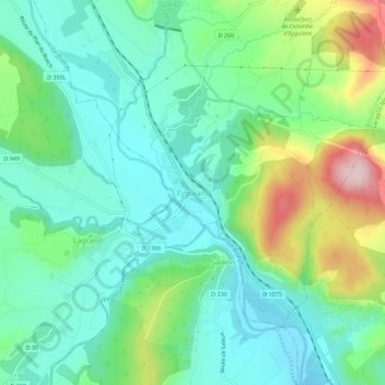Topografische kaart Eyguians, hoogte, reliëf