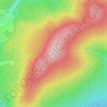 Topografische kaart Wüstegarten, hoogte, reliëf