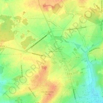 Topografische kaart Le Briou, hoogte, reliëf