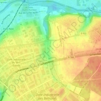 Topografische kaart Les Robinettes, hoogte, reliëf