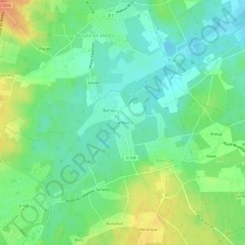 Topografische kaart Le Pont, hoogte, reliëf