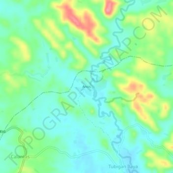 Topografische kaart Anos, hoogte, reliëf