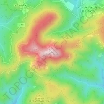 Topografische kaart Mont Vinaigre, hoogte, reliëf