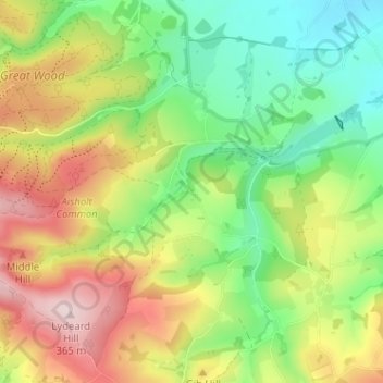 Topografische kaart Aisholt, hoogte, reliëf