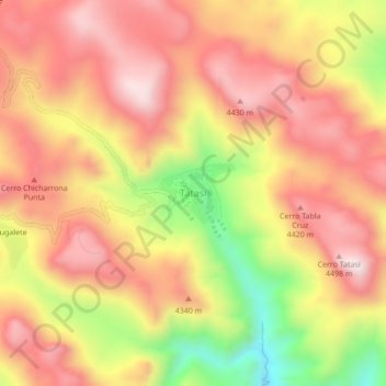 Topografische kaart Tatasi, hoogte, reliëf